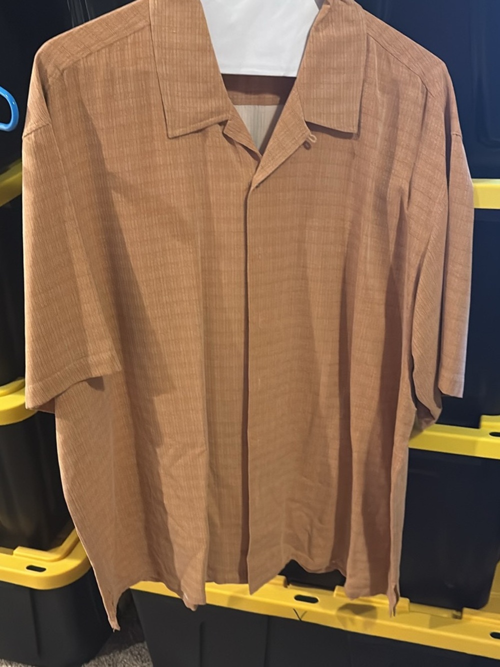 Joseph & Feiss Casual Short-Sleeve Button-Down in Warm Tan